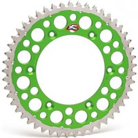 Image of Renthal Twin Ring Rear Sprocket - Kawasaki KX 125/250 1980-2008, KXF 250/450 2004-24 - 50T Green
