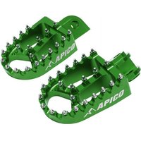 Apico Xtreme MX Foot Pegs - Kawasaki KXF250 2006-22, KXF450 2007-22 - Green