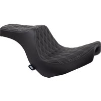 0802-1493 - Drag Specialties Predator III Seat For Harley Davidson FLSB 1750 2018-2021 Silver Stitching Double Diamond - Black/Silver