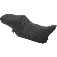 Image of 0801-1309 - Drag Specialties Predator III 2 Up Seat For Harley Davidson FLHR 1340 1997-1998 - Black/Silver