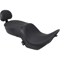 Image of 0810-1585 - Drag Specialties Low-Profile Touring Seat with Passenger Backrest For Victory Hammer 100 2005-2010 Mild Stitched - Black