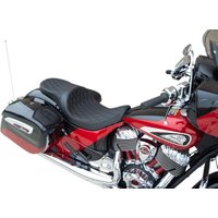 Image of 0810-2258 - Drag Specialties Low-Profile Touring Seat For Indian Chief 111 2014-2020 Black Stitching Double Diamond - Black