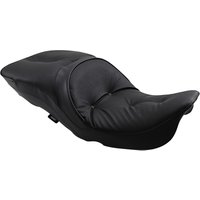Image of 0801-0832 - Drag Specialties Backrest Compatible 2 Up Leather Touring Pillow Seat For Harley Davidson FLHR 1340 1997-1998 - Black