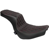 4688D - Drag Specialties Performance Predator 2 Up Seat For Harley Davidson FLSB 1750 2018-2021 Red Stitching Double Diamond - Black