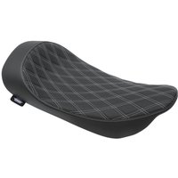 Image of 0801-1156 - Drag Specialties EZ-On Mount Low-Profile Double Diamond Solo Seat For Harley Davidson FLHR 1340 1997-1998 - Black/Silver