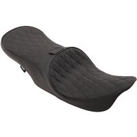Image of 0801-1169 - Drag Specialties Forward Positioned 2 Up Low Profile Double Diamond Touring Leather Seat For Harley Davidson FLHR 1340 1997-1998 - Black