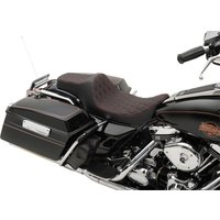 Image of 0801-1131 - Drag Specialties Double Diamond Predator III Seat For Harley Davidson FLHR 1340 1997-1998 - Black/Red