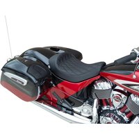 Image of 0810-2267 - Drag Specialties Solo Seat For Indian Chief 111 2014-2020 Black Stitching Double Diamond - Black
