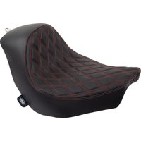 Image of 0802-1515 - Drag Specialties Solo Seat For Harley Davidson FLSB 1750 2018-2020 Red Stitching Double Diamond - Black/Red