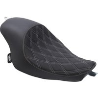 0804-0745 - Drag Specialties 3/4 Solo Seat For Harley Davidson XL 1200 C 2004-2020 Double Diamond - Black/Silver
