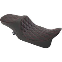 Image of 0801-1310 - Drag Specialties Predator III 2 Up Seat For Harley Davidson FLHR 1340 1997-1998 - Black/Red