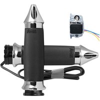 CC-85-CH-SPK-HT - Avon Grips Custom Contour Heated Grips For Harley Davidson FLD 1690 2012-2013 Spiked - Black/Chrome
