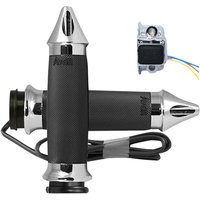 CC-85-CH-S-F-HT - Avon Grips Custom Contour Heated Grips For Harley Davidson FLDE 1750 2018-2020 Spiked - Black/Chrome