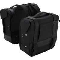 Image of B15-1002B - Burly Throw Over Leather Saddlebag Set - Black