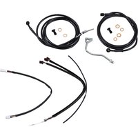 Image of B30-1185 - Burly Cable/Line Kit for Ape Hanger Handlebars For Harley Davidson FLHR 1750 2017-2020 35.5cm (14") - Black/Silver