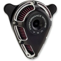 Image of 0206-2114-BM - Performance Machine Jet Air Cleaner Kit For Harley Davidson XL 1200 C 1996-2020 - Contrast Cut™/Silver