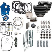 Image of 310-1237 - S&S Cycle 132" Power Package Engine Performance Kit For Harley Davidson FLDE 1750 2018-2020 - Black Granite/Highlighted Fins