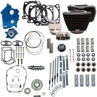 Image of 310-1234 - S&S Cycle 132" Power Package Engine Performance Kit For Harley Davidson FLDE 1750 2018-2020 - Black/Non-Highlighted Fins