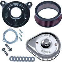 170-0437 - S&S Cycle Mini Teardrop Stealth Air Cleaner Kit For Harley Davidson FLHR 1584 2008 - Chrome