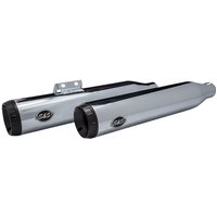 550-0738 - S&S Cycle Grand National Race Silencers For Harley Davidson FLFB 1750 2018-2020 - Chrome