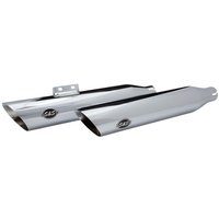 550-0736 - S&S Cycle Slash Cut Race Silencers For Harley Davidson FLFB 1750 2018-2020 - Chrome