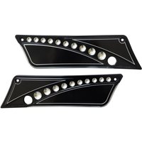 BLC9313-DN - Accutronix Drilled Saddlebag Latch Covers For Harley Davidson FLHR 1340 1994-1998 - Black