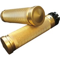 GR100-K5 - Accutronix Brass Knurled Custom Grips For Harley Davidson FLD 1690 2012-2013 Diamond Knurled - Polished
