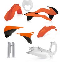 0017204.553.014 - Acerbis Full Plastics Kit - KTM EXC/ EXC-F 125-540 2014-15 - OEM '14 (Orange/White)