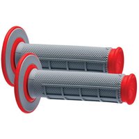 Image of Renthal G156 MX Dual Compound 1/2 Waffle Grips - Grey/Red