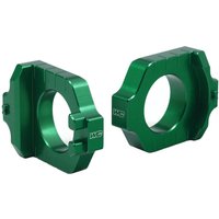 Image of 17-248 - Works Connection Elite Axle Blocks For Kawasaki/Suzuki KX125 2003-2005, KX250 2003-2007, KXF250 2004-2025, KXF450 2006-2025, RMZ 250/450 2004-2025 Green