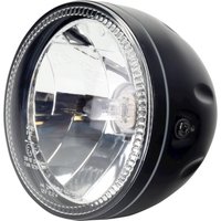 Image of Bike It Universal 5 3/4" Halo Bottom Mount H4 12V 60/55W Headlight - Matt Black