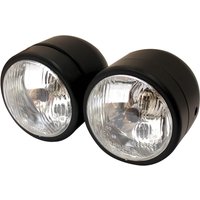 Image of Bike It Universal Twin Round Dominator Side Mount Headlight - Matt Black
