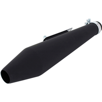 Image of Bike It Universal 19" Cone Fixed Baffle 38-45mm ID Bracket Silencer - Matt Black