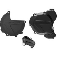 90968 - Polisport Clutch & Ignition Cover Protectors For KTM EXC 250/300 2020-2023 Black