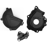 90974 - Polisport Clutch & Ignition Cover Protectors For KTM SXF 250/350 & Husqvarna FC 250/350 2016-2022 Black