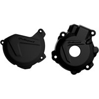 90978 - Polisport Clutch & Ignition Cover Protectors For KTM EXC-F 250/350 2014-2016, Husqvarna FE 250/350 2014-2016 Black