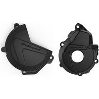 90996 - Polisport Clutch & Ignition Cover Protectors For Husqvarna FE 250/350 2017-2018 Black