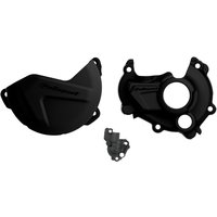 90941 - Polisport Clutch & Ignition Cover Protectors For Yamaha YZF250 2015-2018 Black