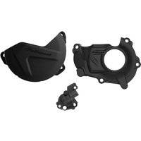 90947 - Polisport Clutch & Ignition Cover Protectors For Yamaha YZF450 2018-2022, YZF450X 2019-2023, WRF450 2019-2023 Black