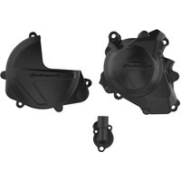 90961 - Polisport Clutch & Ignition Cover Protectors For Honda CRF450R & CRF450RX 2017-2025 Black