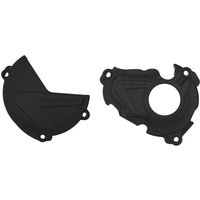 90943 - Polisport Clutch & Ignition Cover Protectors For Yamaha YZF250 2019-2023, WRF250 2020-2023 Black