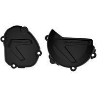 90937 - Polisport Clutch & Ignition Cover Protectors For Yamaha YZ125 2008-2025 Black