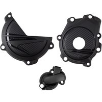 91372 - Polisport Clutch & Ignition Cover Protectors For KTM SXF450 & Husqvarna FC450 2023-2025 Black