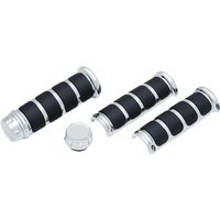KUR6780 - Kuryakyn Three Piece ISO Grips For 1" Bars For Harley Davidson FLDE 1750 2019 - Black/Chrome