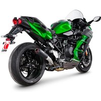 Image of PKA147BCER - Scorpion Red Power Black Ceramic Slip-On Exhaust - Kawasaki Ninja H2 SX 2022 - 2024