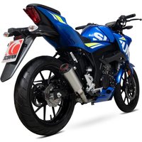 Image of PSI124TEO - Scorpion Red Power Full System Satin Titanium Exhaust - Suzuki GSX-S 125 2017 - 2020