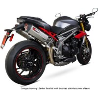Image of RTR84BCER - Scorpion Serket Parallel Black Ceramic Oval Exhaust - Triumph Speed Triple 1050 2016 - 2017