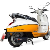 Image of RPG103BCER - Scorpion Serket Parallel Black Ceramic Oval Exhaust - Peugeot Django Full System 125 / 150 2015 - 2017