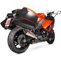 Image of RKA108TEO - Scorpion Serket Taper Satin Titanium Oval Exhaust - Kawasaki Z1000 SX 2014 - 2018 With Panniers