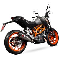Image of RKT81TEO - Scorpion Serket Taper Satin Titanium Oval Exhaust - KTM DUKE 390 3/4 System 2013-2016